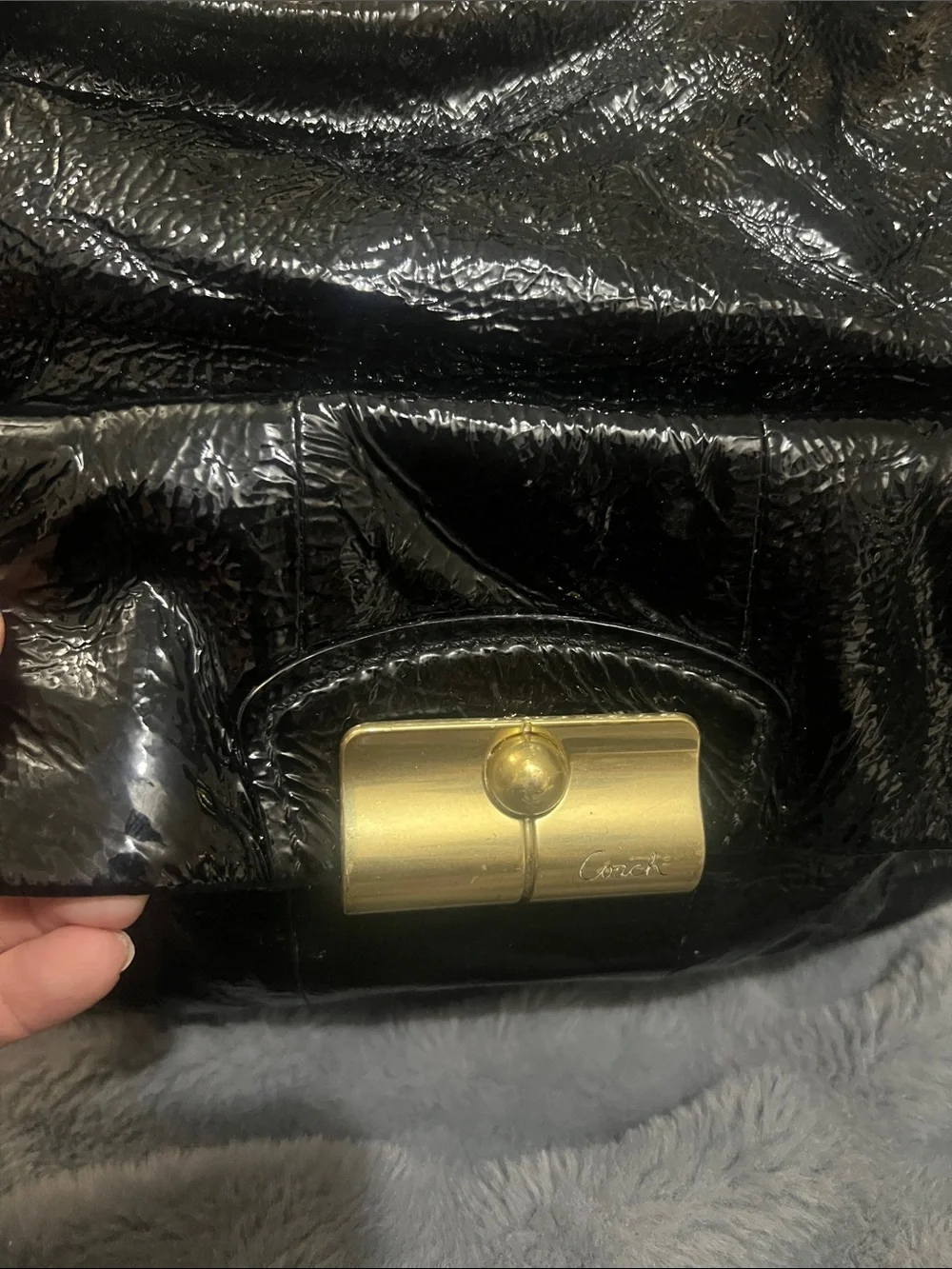 Coach Kristin Crinkle Black Leather Hobo Bag EUC retail $298